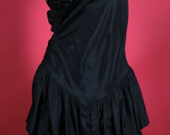 Little Black One Shoulder Dress with Drop Waist by Judy's