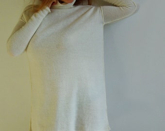 Cream oversized wide fit turtleneck sweater
