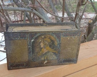 Vintage 1920's Whitman's candy tin box. Beautiful rustic look.
