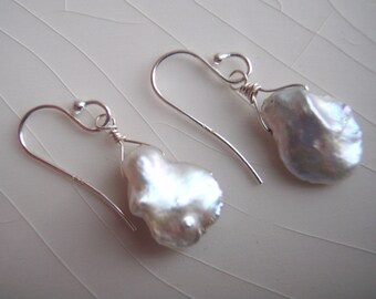 20% off plus Free Shipping - Single Ivory/White Medium Keishi Pearl Dangle Earrings
