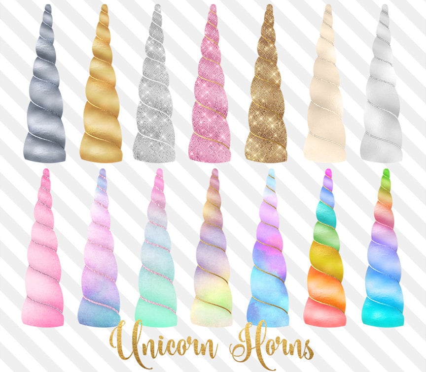 Unicorn Horns Clipart   , rainbow watercolor pastel unicorn 