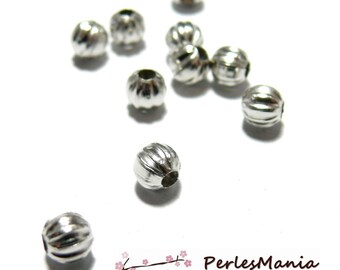 100 spacer beads 5mm striated 2D8567 platinum silver