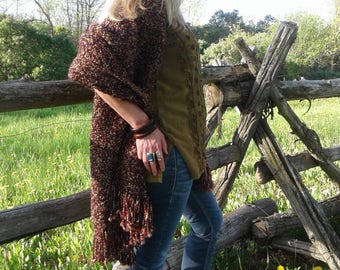 Burgundy and gold shawl