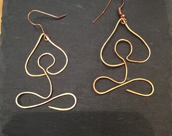 Handmade Copper Yoga Earrings - Lotus Pose SALE