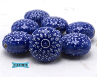 Large Bright Blue Beads from Cambodia--1 Pc | 33-120-IB-1