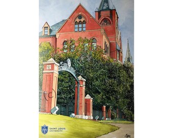 Saint Louis University LIMITED EDITION Pen and Ink and Watercolor Art Print Illustration by John Stoeckley