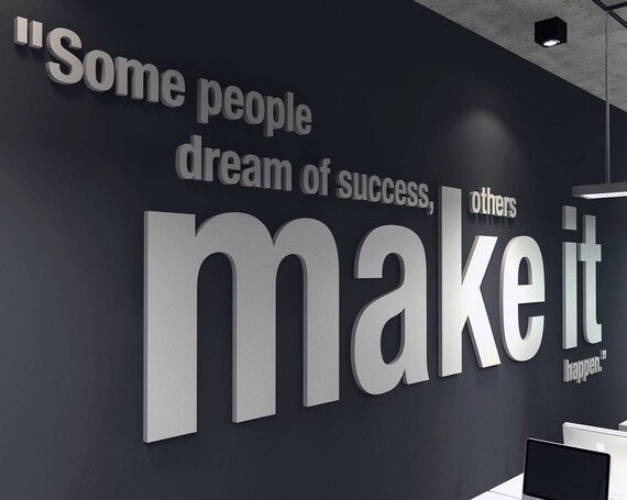 Make it Happen 3D Office Wall Art PVC Typography Decor