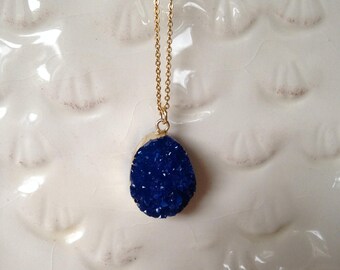 Druzy Necklace, Druzy Pendant, Gold Necklace, Gift Idea