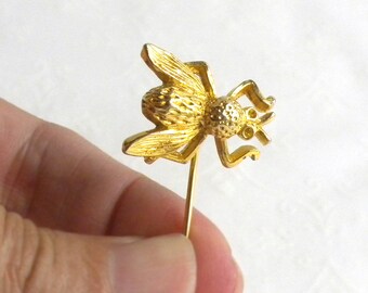Bee Stick Pin - Gold Tone Flying Insect