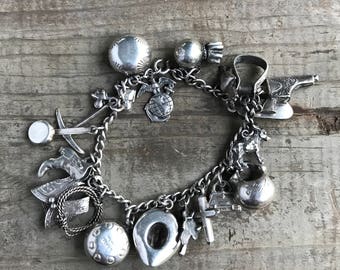 Sterling Silver Western Charm Bracelet