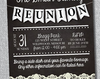 Rustic Family Reunion Invitation-Digital File-Custom Colors