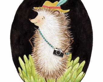Hipster Hedgehog print with mat
