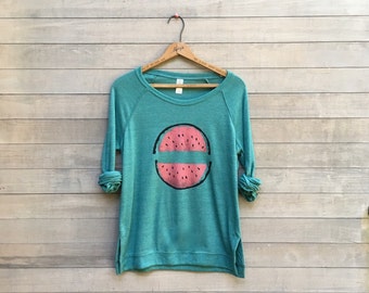 two slices are better than one Watermelon Pullover, Yoga Top, Fruity Shirt, S,M,L,XL