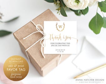 wedding favor tags thank you tag editable tag bridal