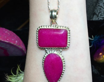925 Stamped Pink Garnet Necklace