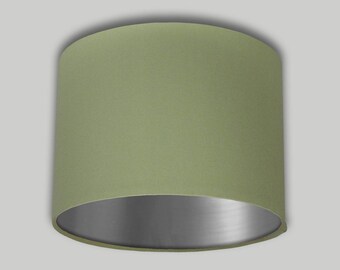 Green Drum Lampshade Brushed Silver Inner Lightshade Lamp Shade 20cm 25cm 30cm 35cm 40cm 50cm 60cm 70cm