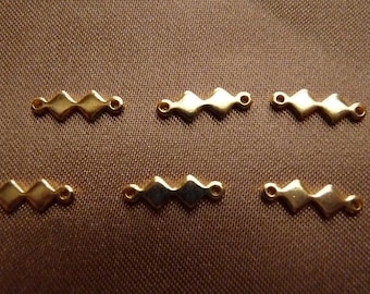 Link, gold-plated brass, 7x4mm double diamond, Pack Of 18 links.