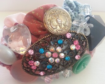 Feminine Collage Cuff Bracelet