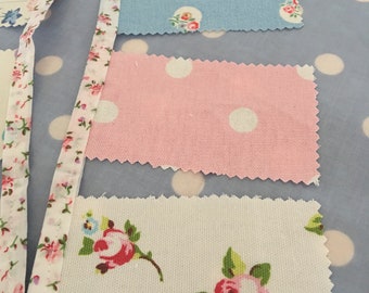 Shabby chic Cath kidston cotton fabric bunting, shabby chic party fabric bunting,banners, Garland, wedding bunting, pennants,