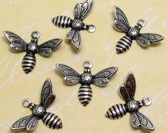 Baby Bee Charms, Antiqued Silver, Trinity Brass, 6 Pc. AS107
