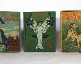 1890's Henry Altemus Company books - Gulliver's Travels - Flower Fables - Illustrated Natural History
