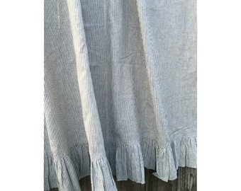 Ruffled Shower Curtain Subtle Black And White Ticking Stripe 72x72 72x85 72x94
