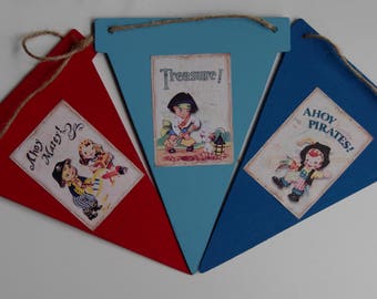 painted wooden pirate banner