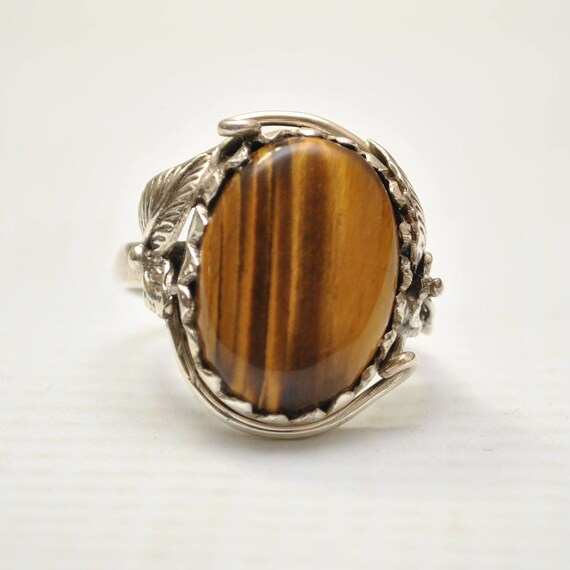 Sterling Silver Tiger Eye Sz 8.5 #9242