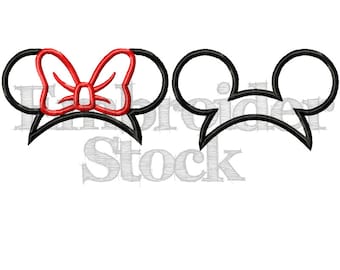 Minnie and Mickey Mouse Applique Hats For Embroidery Machine Use - 3 Sizes