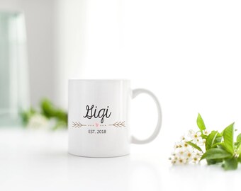 New Gigi Mug, New Gigi Gift, Gigi Est 2018, Gigi Mug, Gift for New Gigi , Baby Shower Gift, Expecting Mom Gift, New Baby Gift, MD633