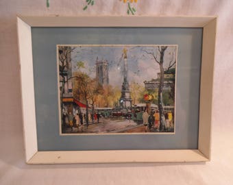 Small Retro Parisian Print by Fernand Clavey - c. 1960's