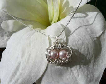 Birds Nest Necklace Sterling Silver