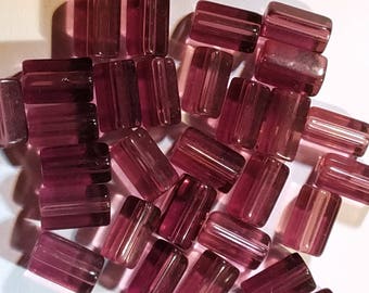 Vintage Pentagonal Translucent Purple Glass Barrel Beads