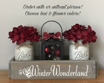 Mason Jar Christmas Centerpiece Rustic Christmas Centerpieces Farmhouse Christmas Decor Winter Decor Lantern Decor Rustic Home Decor