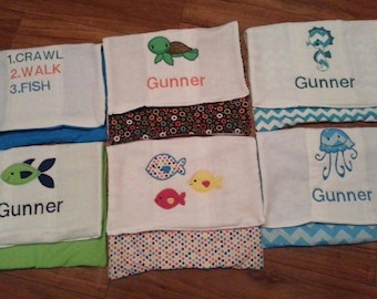 Custom Handmade Embroidered Burp Cloths