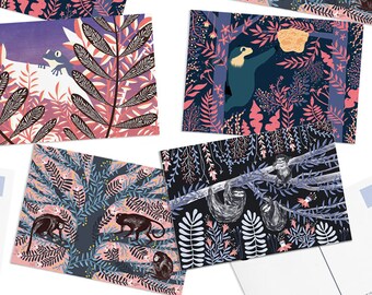 Pack of 8 Papio Press Jungle Postcards