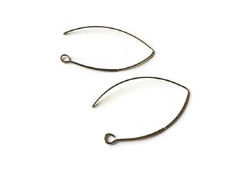 Stainless Steel Marquis earring hooks 23x42mm sold by pair