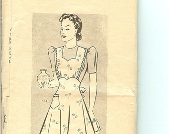 1940s Vintage Mail Order Full or Waist Apron Pattern #1993