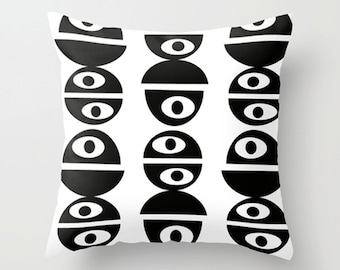 Modern Throw Pillow Cover, Modern Pillow Cover, Black & White, Mod Pillow Cover, Throw Pillow Cover,Mid Century Modern Throw Pillow