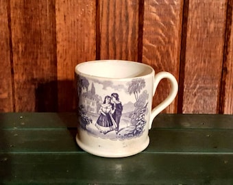 Antique Staffordshire Transferware Child's Cup, Antique Ironstone Child's Cup, Antique Transferware Cup, Victorian Child's Cup, Ironstone