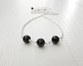 Black onyx necklace minimalist chain necklace black stone necklace onyx stone necklace for women