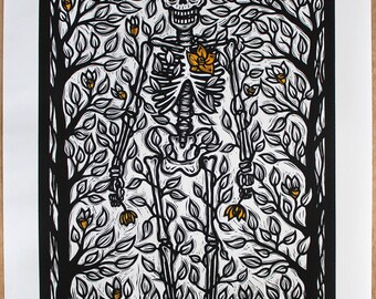 Flowers - Hand coloured. Metallic Gold ink. Signed, Numbered Edition of 12