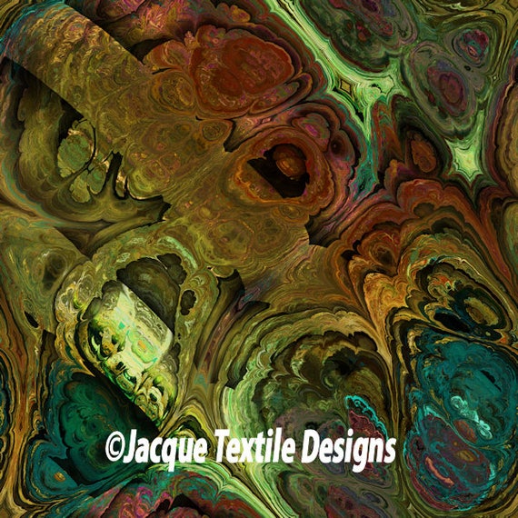 Handmade Teal Green Blue Brown Marble Velvet Upholstery Fabric Shimmer Fiber Art Fabric