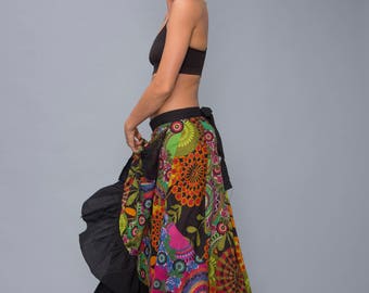 Patchwork wrap skirt - bohemian - boho - gypsy skirt - long skirt - tribal skirt