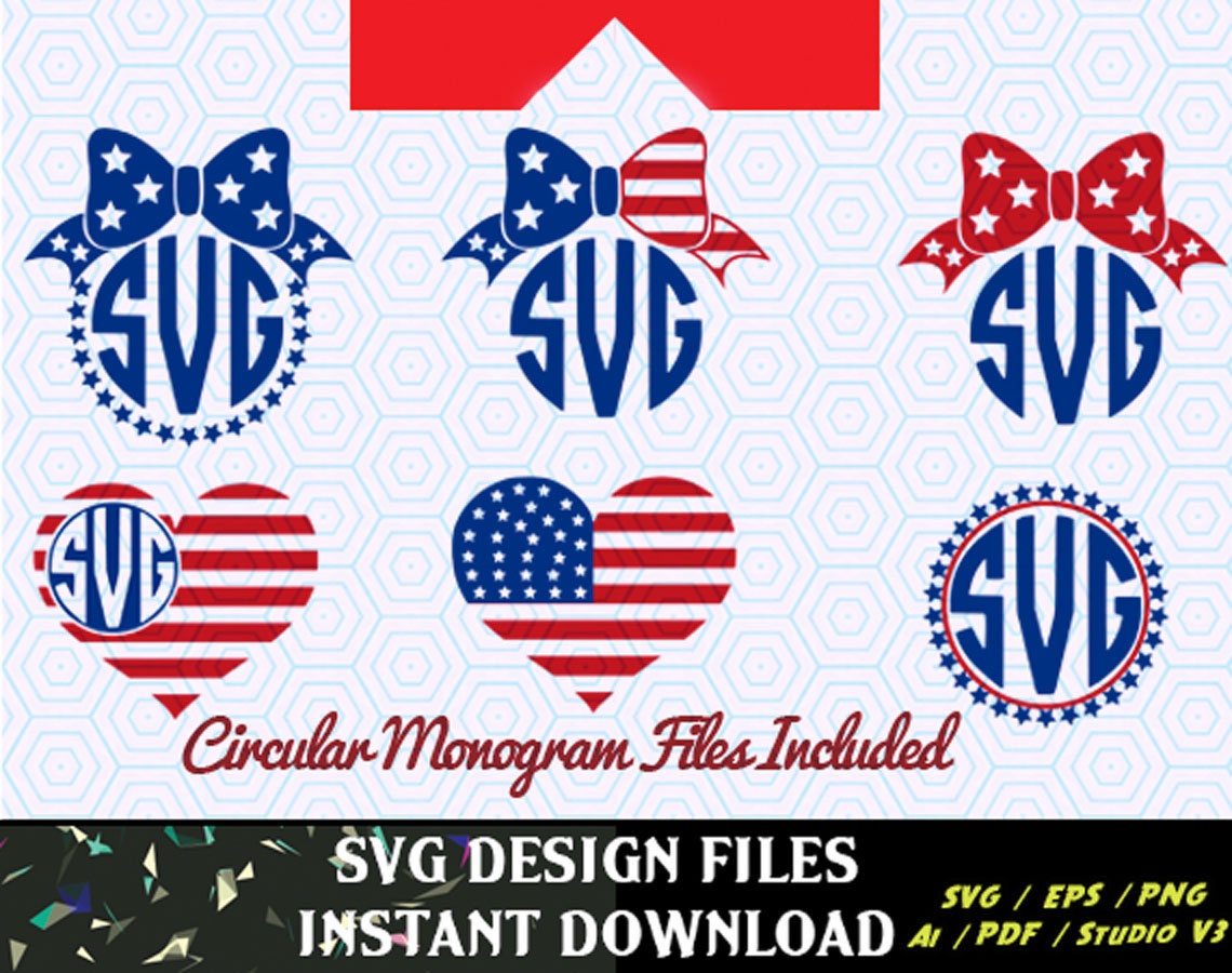 Download American Flag Monogram Frames 4th of July svg Memorial Day