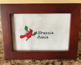 Personalized Cardinal cross stitch