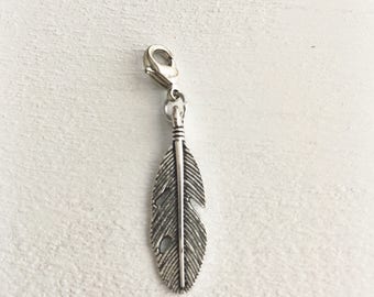 Progress Keeper. Stitch Marker. Feather. Metal Progress Keeper. Snag Free Stitch Marker. Zipper Pull.