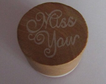 scrapbooking card making "miss you" wooden rubber stamp