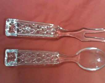 Glass Fork and Spoon Set Salad Set