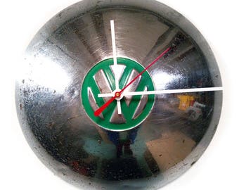 VW Bus Wall Clock - Volkswagen Ghia Hubcap Clock - Gift for Him